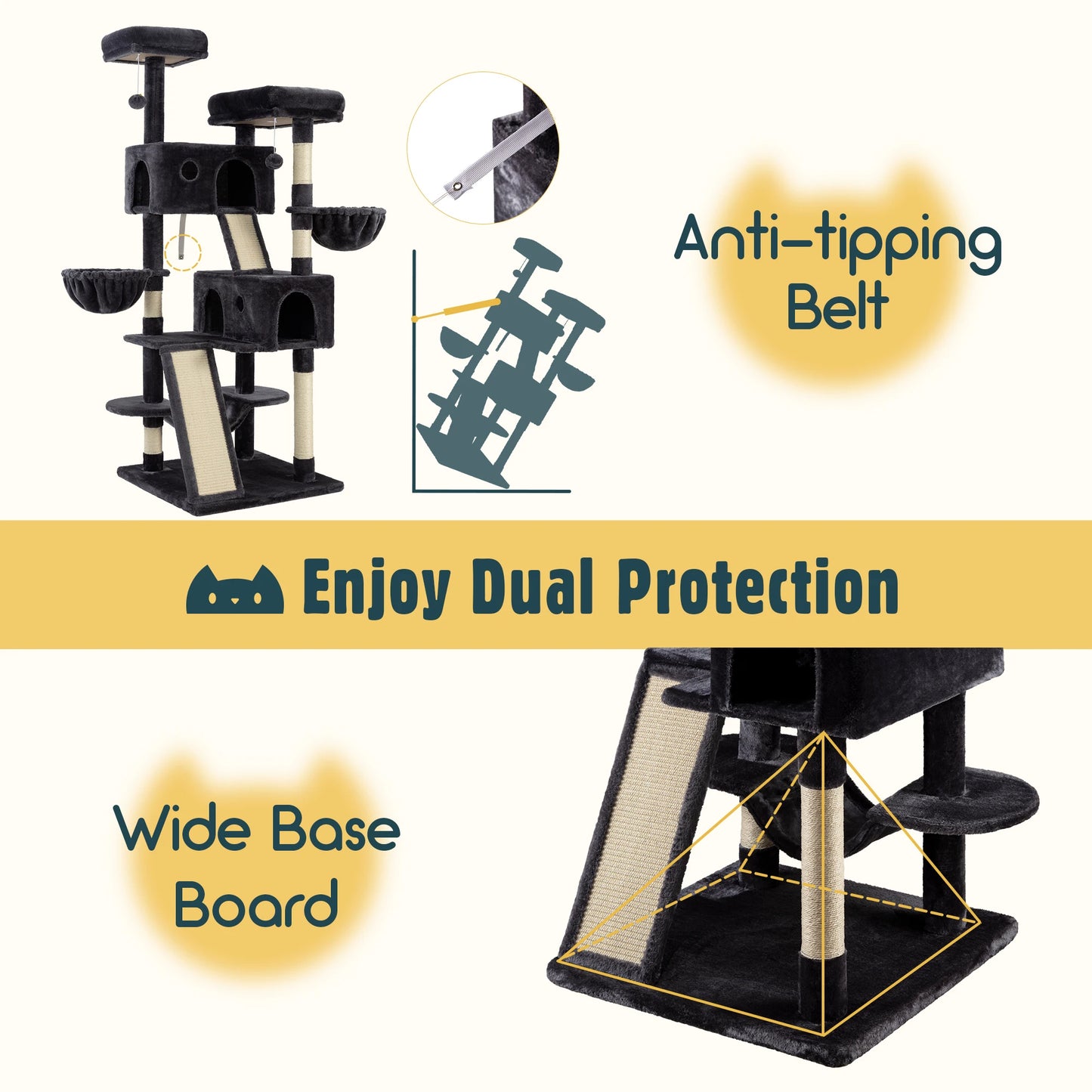 HOOMIC 65in Multi-Level Cat Tree for Multiple Cats