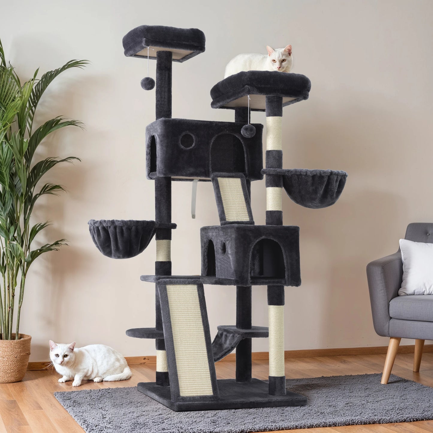 HOOMIC 65in Multi-Level Cat Tree for Multiple Cats