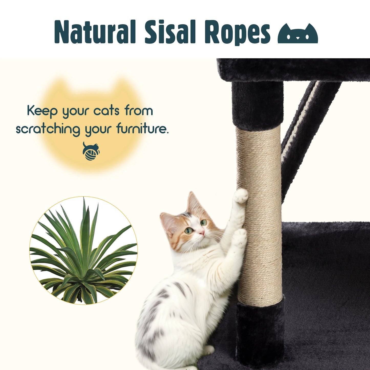 HOOMIC 65in Multi-Level Cat Tree for Multiple Cats