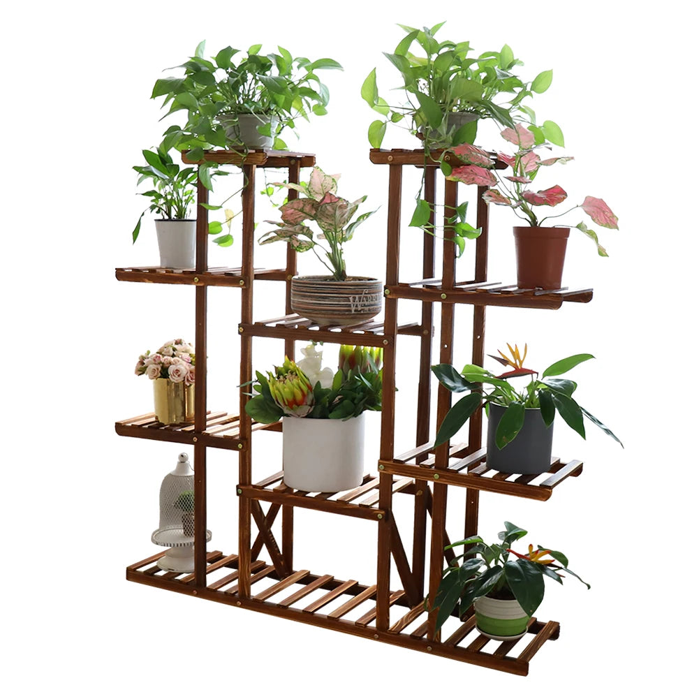 Versatile Wood Flower Rack Plant Stand For Indoor Outdoor