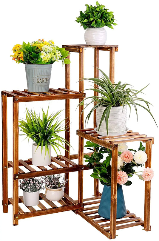 Wooden Plant Corner Stand 6 Tier Indoor Outdoor Display