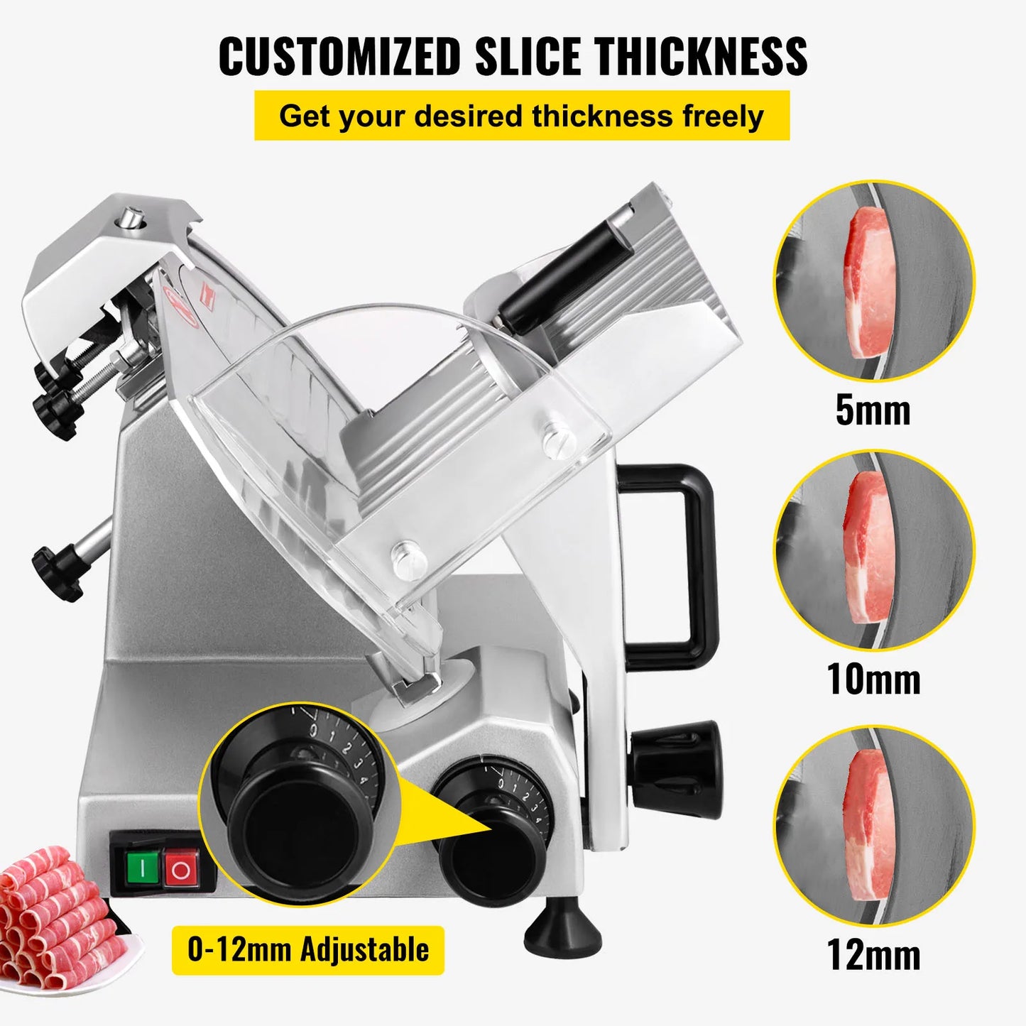 VEVOR 8 Inch Meat Slicer with Adjustable Thickness for Home and Commercial Use