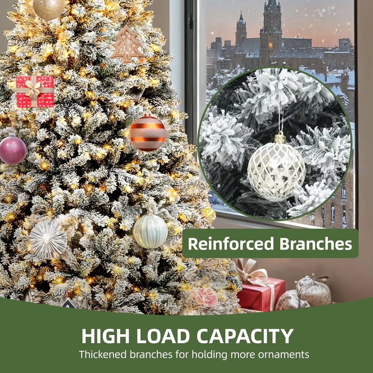 Prelit Snow Flocked 6ft Christmas Tree with Remote Control