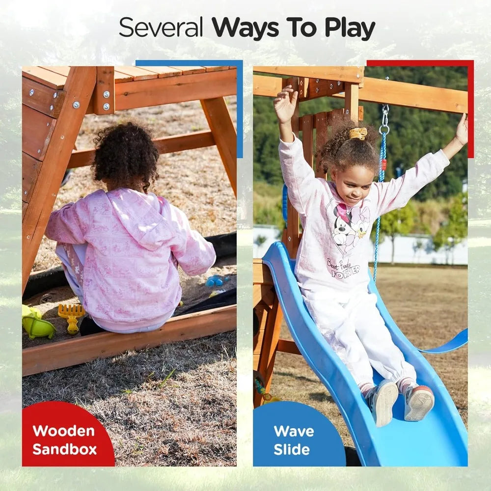 Dolphin Cedar Wooden Outdoor Playset With 6ft Slide