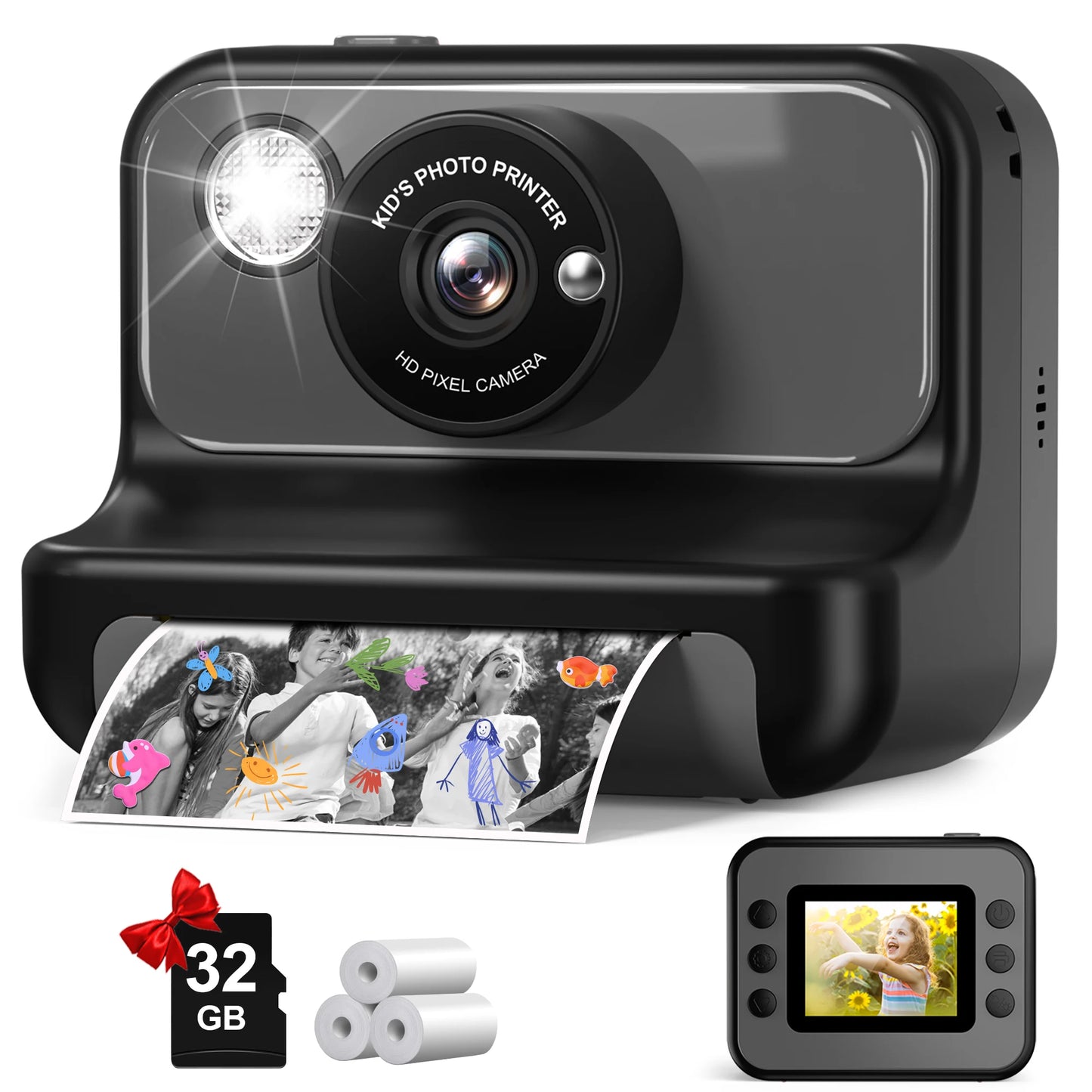 Kids Camera Instant Print Mini 1080P HD Toy For Toddlers