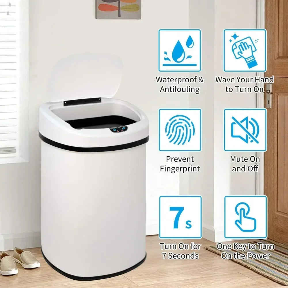 Mozhou 13 Gallon Kitchen Trash Can with Touch Free Sensor