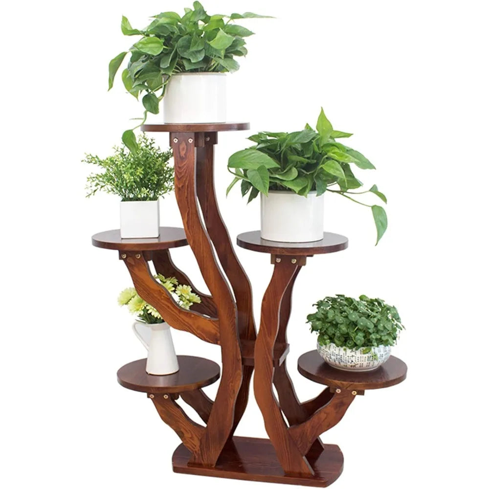 Wooden Tiered Flower Rack for Stylish Indoor and Outdoor Display