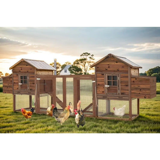 Large Wooden Chicken Coop With Outdoor Run For Chickens