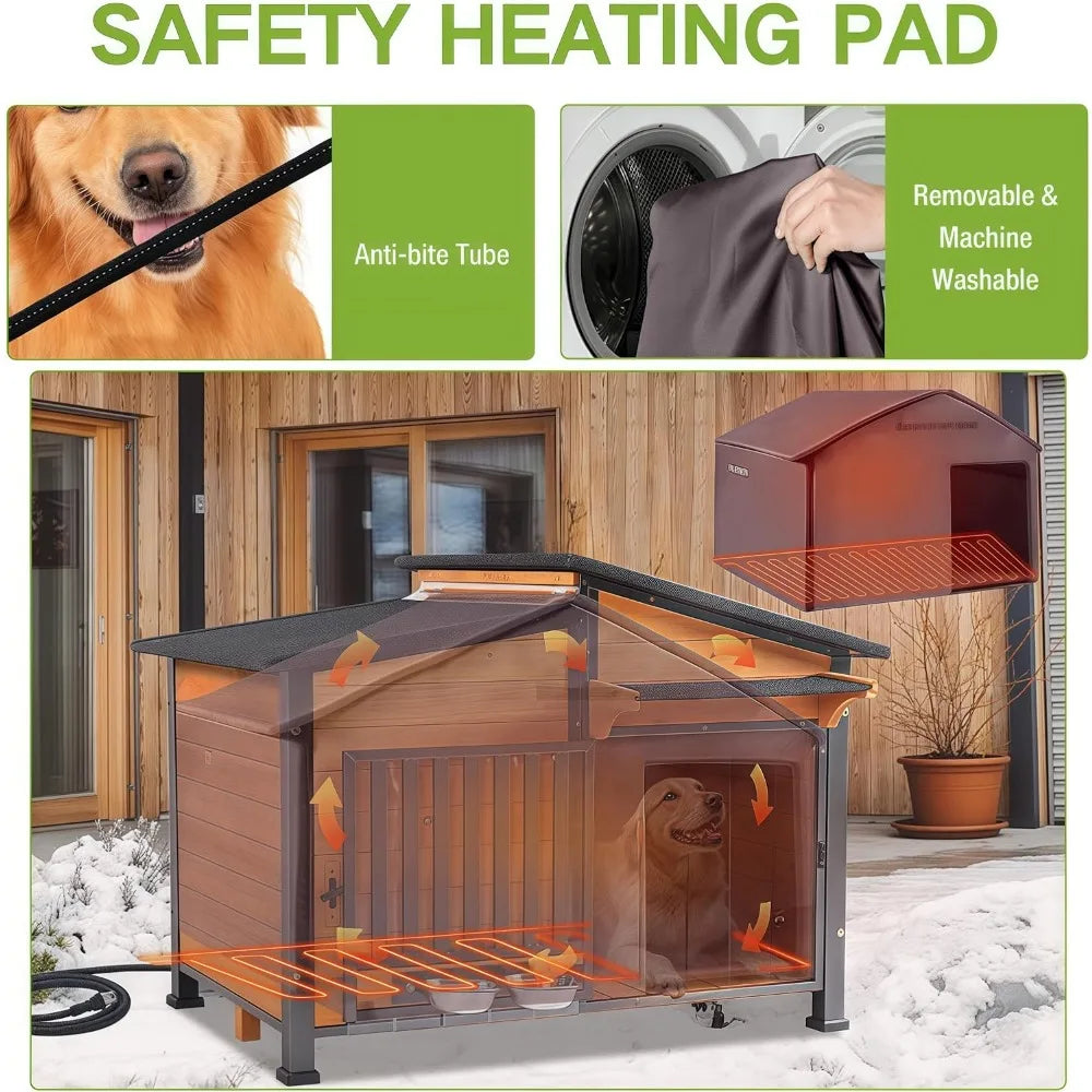 Heated Outdoor Dog House With Insulation And Heating Pad