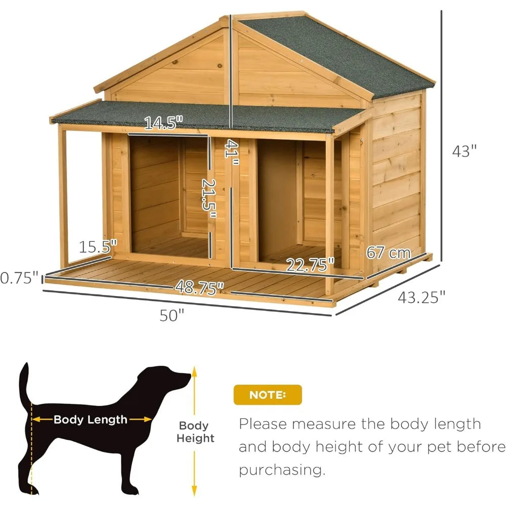 Spacious Wooden Dog House for Two Medium Dogs