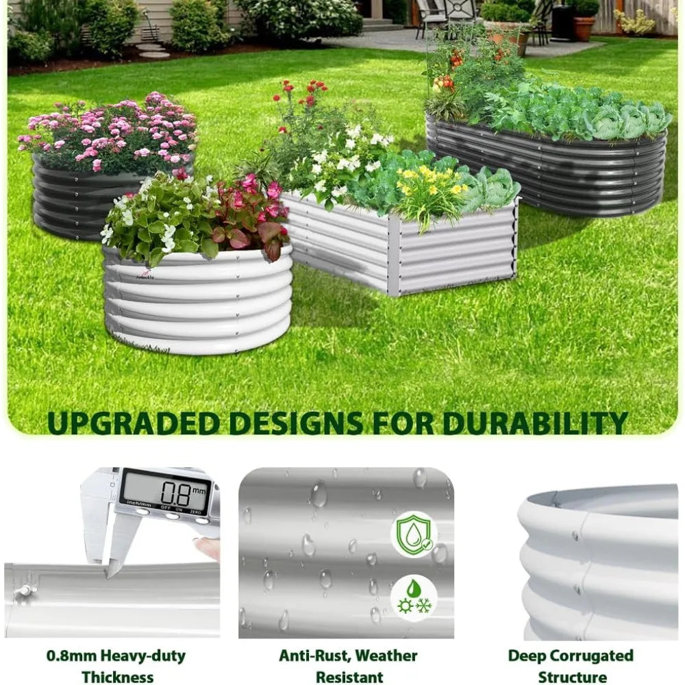 Antique White Raised Garden Bed Kit for Stylish Planting