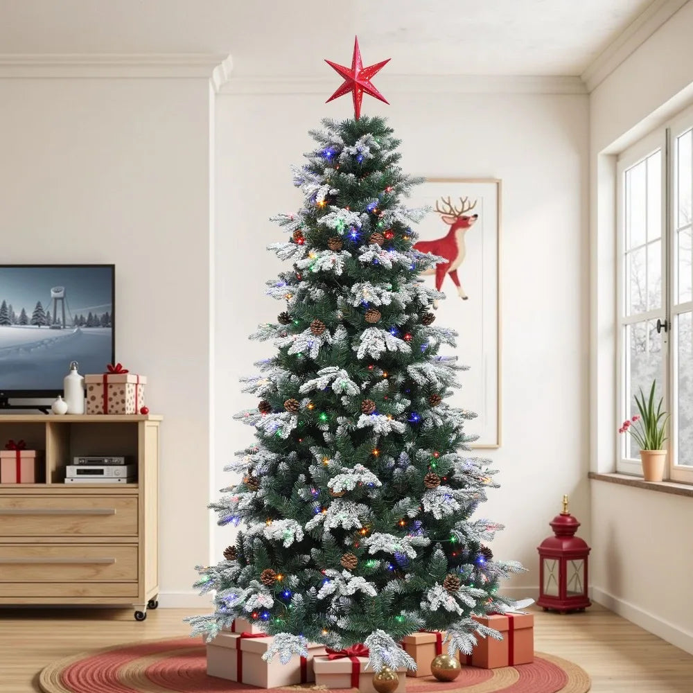 6ft Pre Lit Flocked Tiered Christmas Tree With Remote