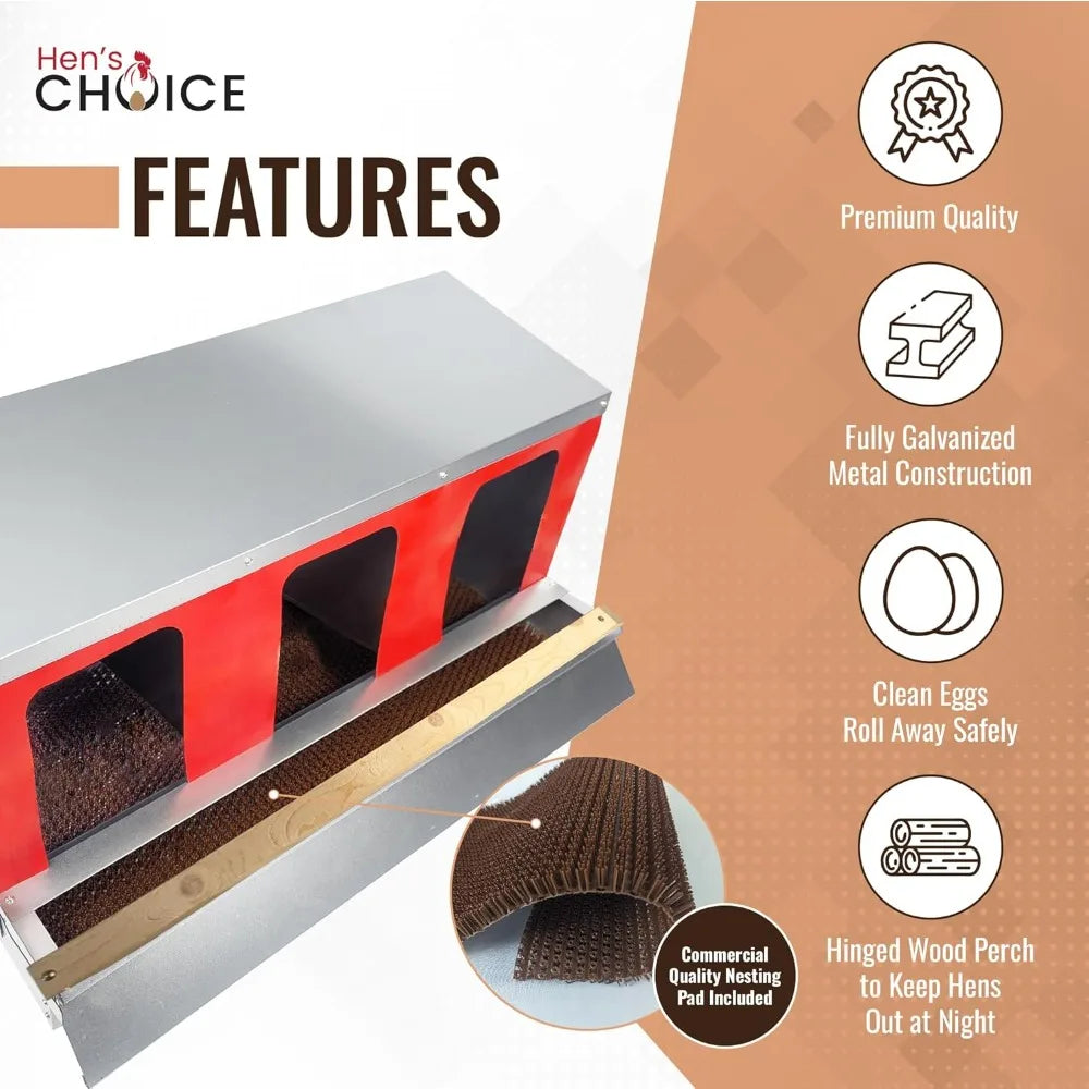 Roll Out Galvanized Nest Box With Roll Away 3 Compartments