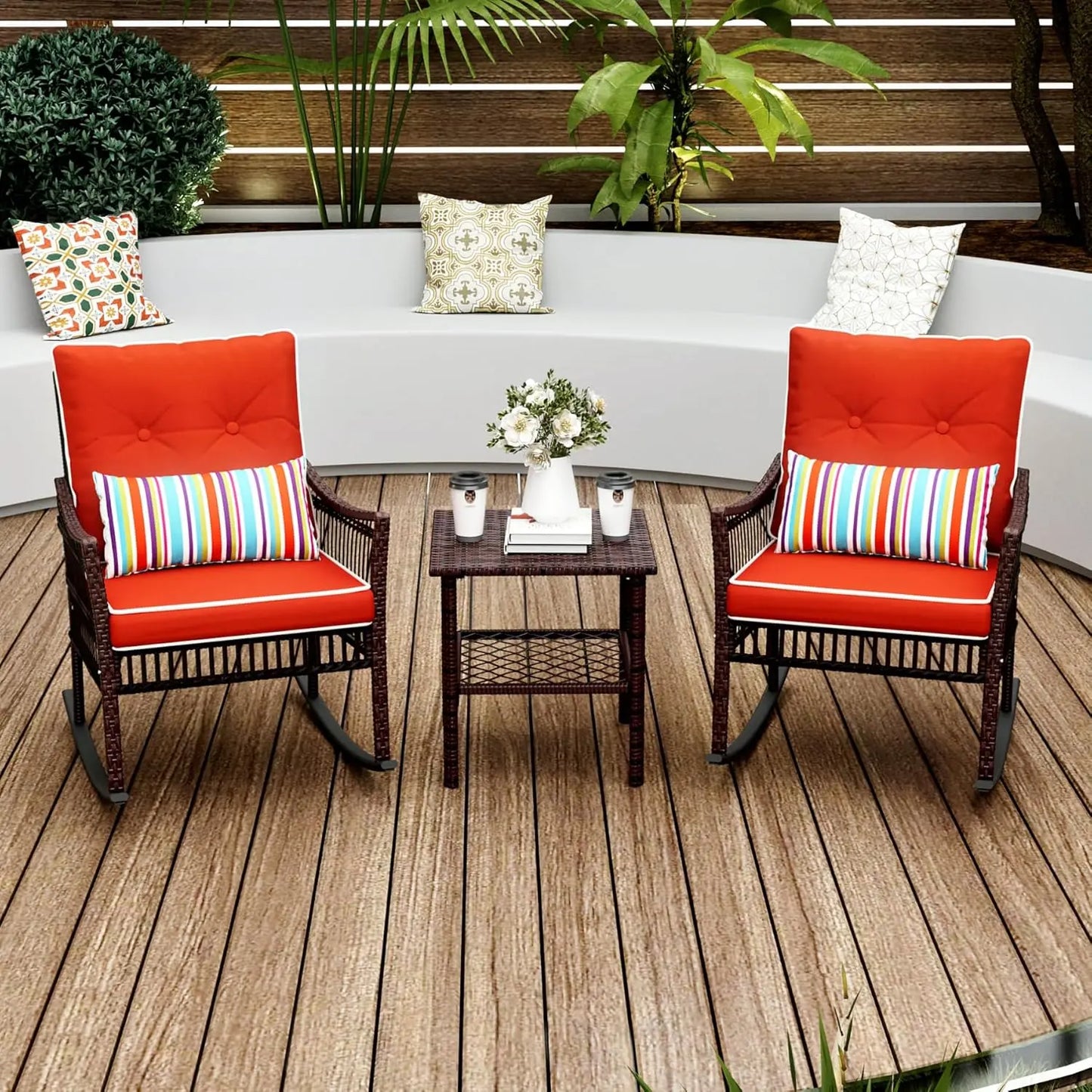 Stylish 3-Piece Patio Furniture Set with Rocking Chairs