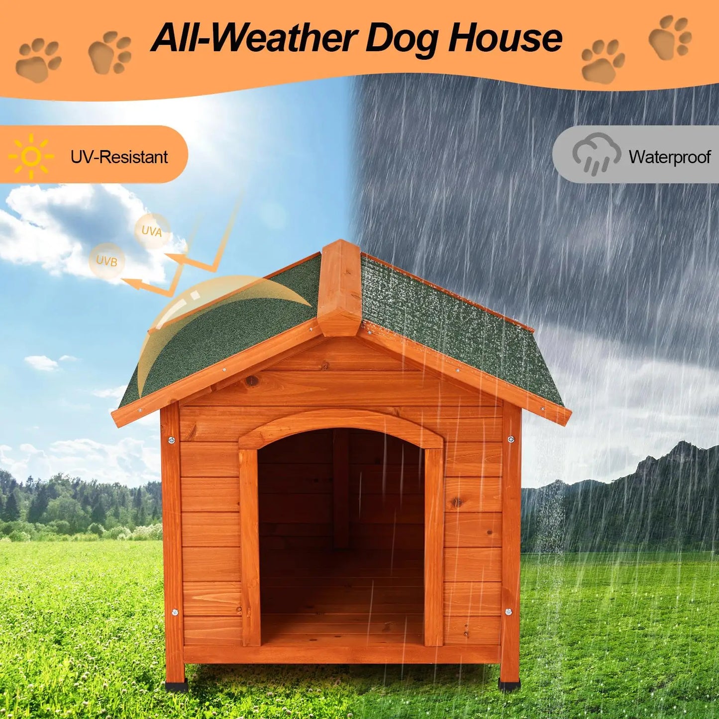 Cozy Wooden Dog House with Food Bowl Storage