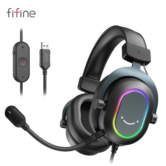 Fifine RGB Gaming Headset with Immersive 7.1 Surround Sound
