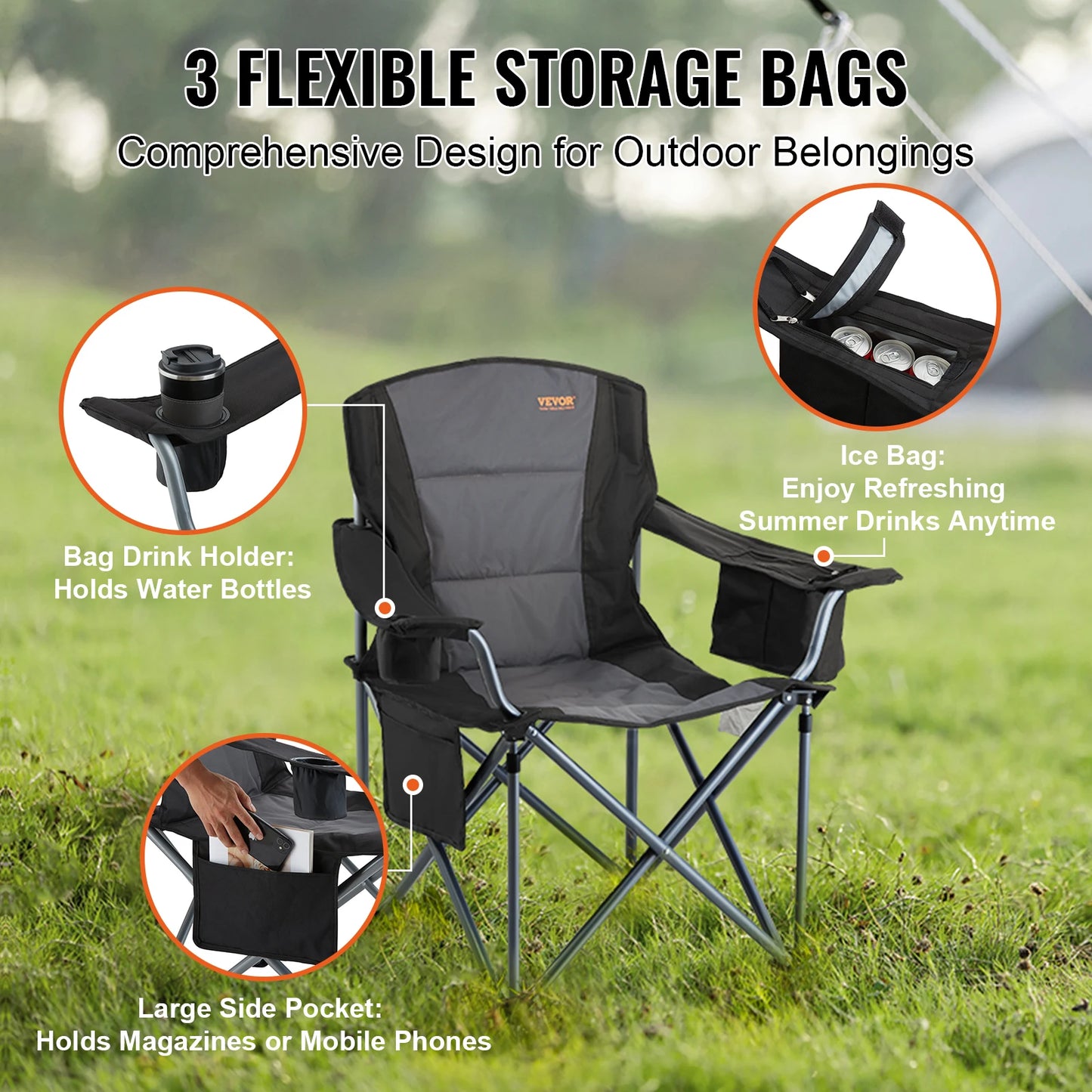 SucceBuy Ultralight Camping Chair 350lbs Folding Seat
