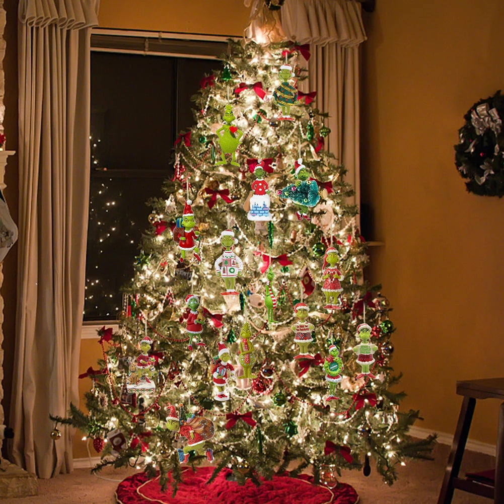 18Pcs 2D Acrylic Christmas Monster Ornaments Pack Bundle