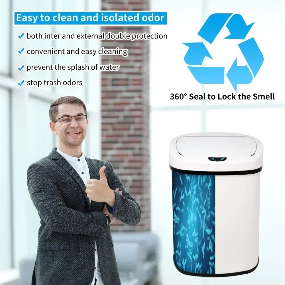 Mozhou 13 Gallon Kitchen Trash Can with Touch Free Sensor