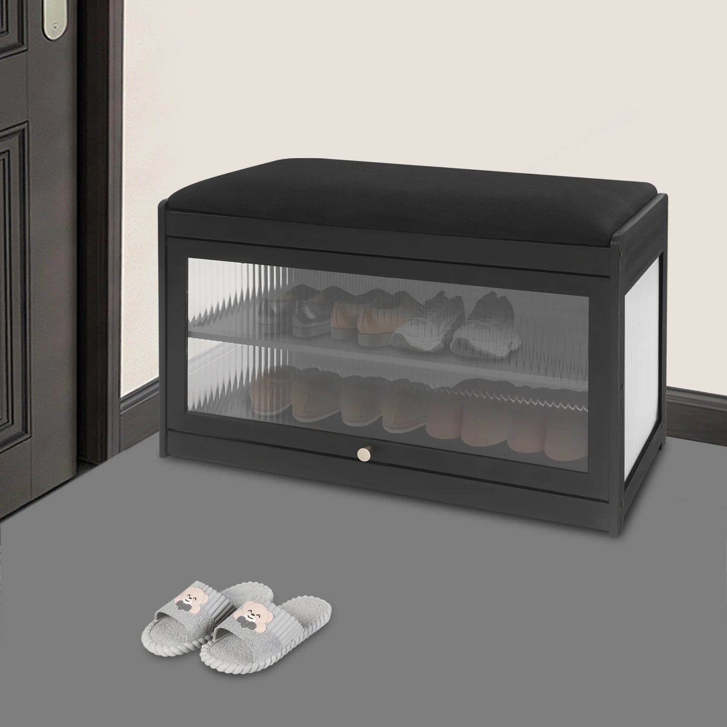 Entryway Shoe Bench Cushioned Modern Hallway Stool Design