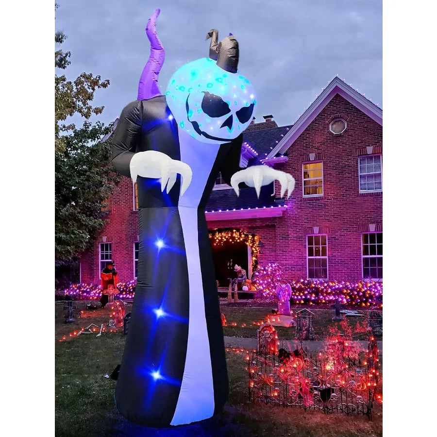 Tall Ten Foot Halloween Inflatable Ghost With LED Decoration
