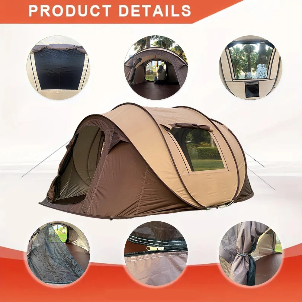 Spacious Waterproof Family Pop-Up Tent for 5 to 8 Users