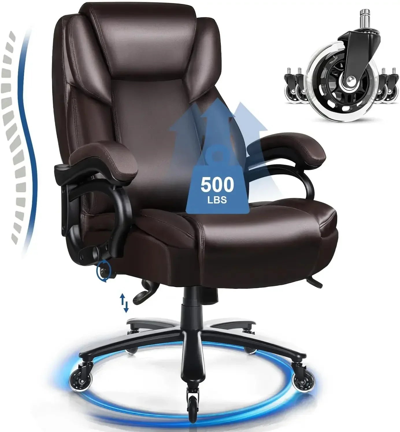 Heavy Duty Office Chair 500lbs With Ergonomic Lumbar Support