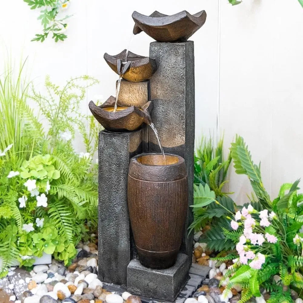 Outdoor Fountain with Lights for Serene Gardens