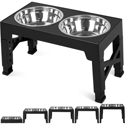 PawPerfect Height Adjustable Dog Bowl Rack for Better Posture