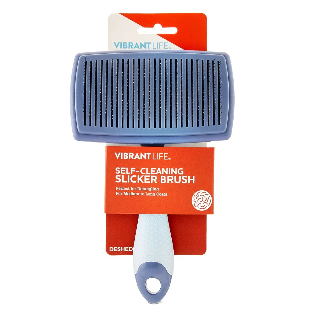 Self Cleaning Slicker Brush For Dogs With Non Slip Handle