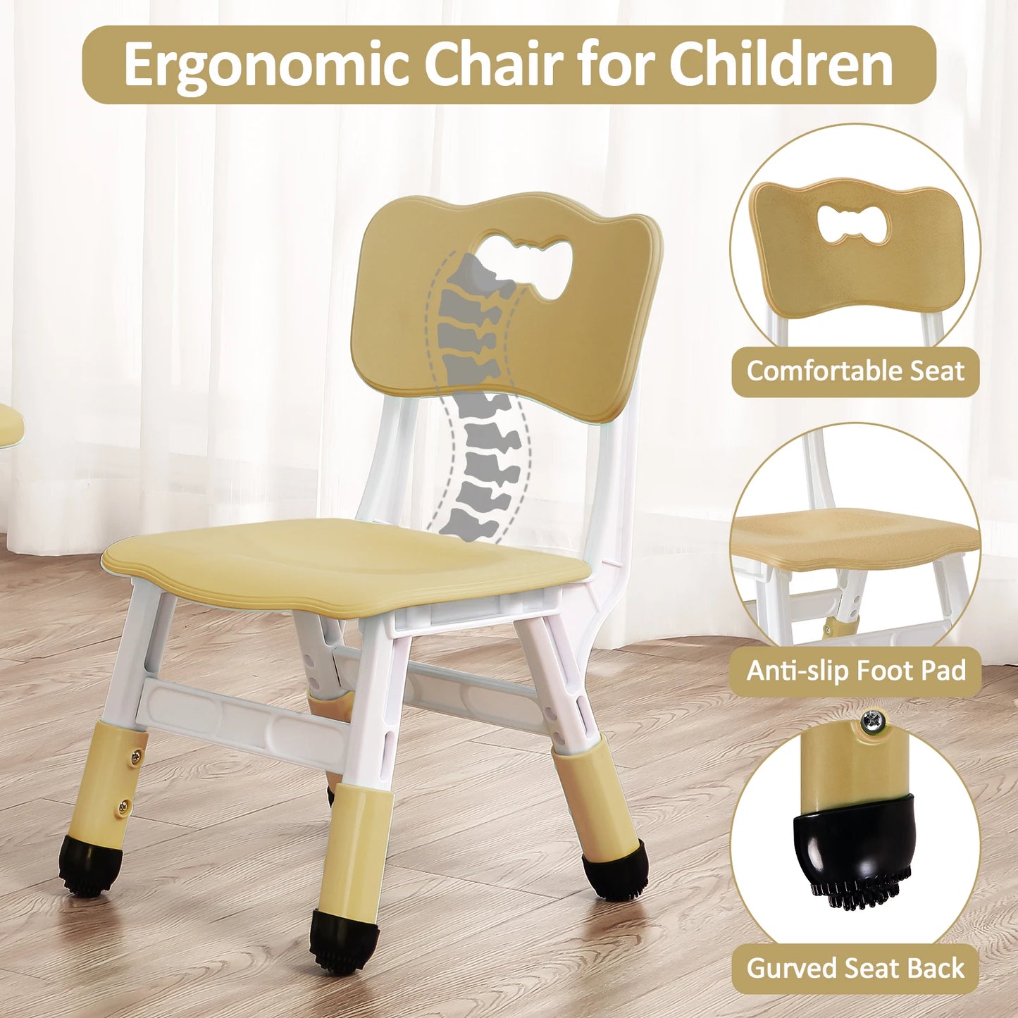 Height Adjustable Kids Table and Chairs Set for Arts and Crafts