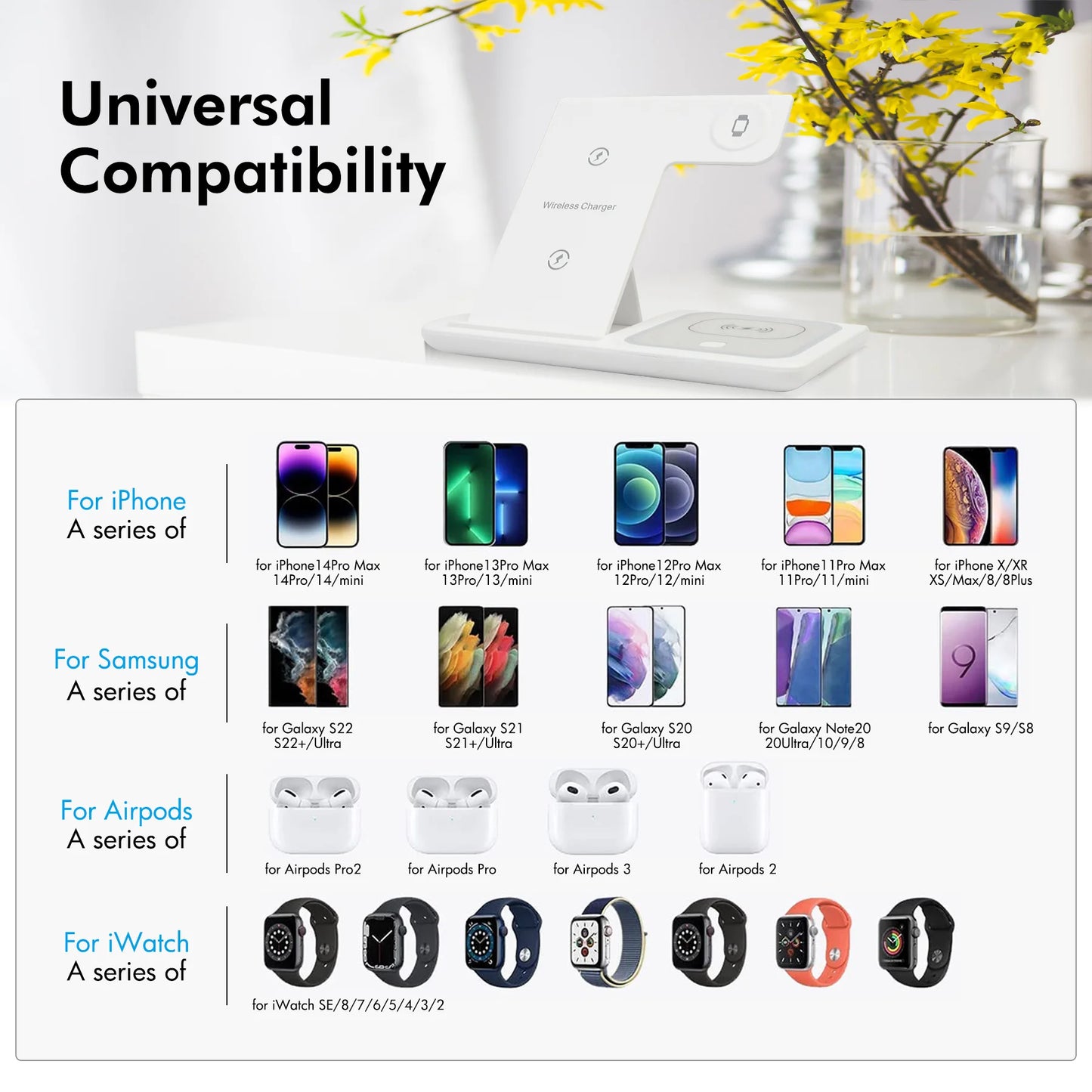 Wireless Charging Station Magnetic 3 In 1 Fast Phone Charger