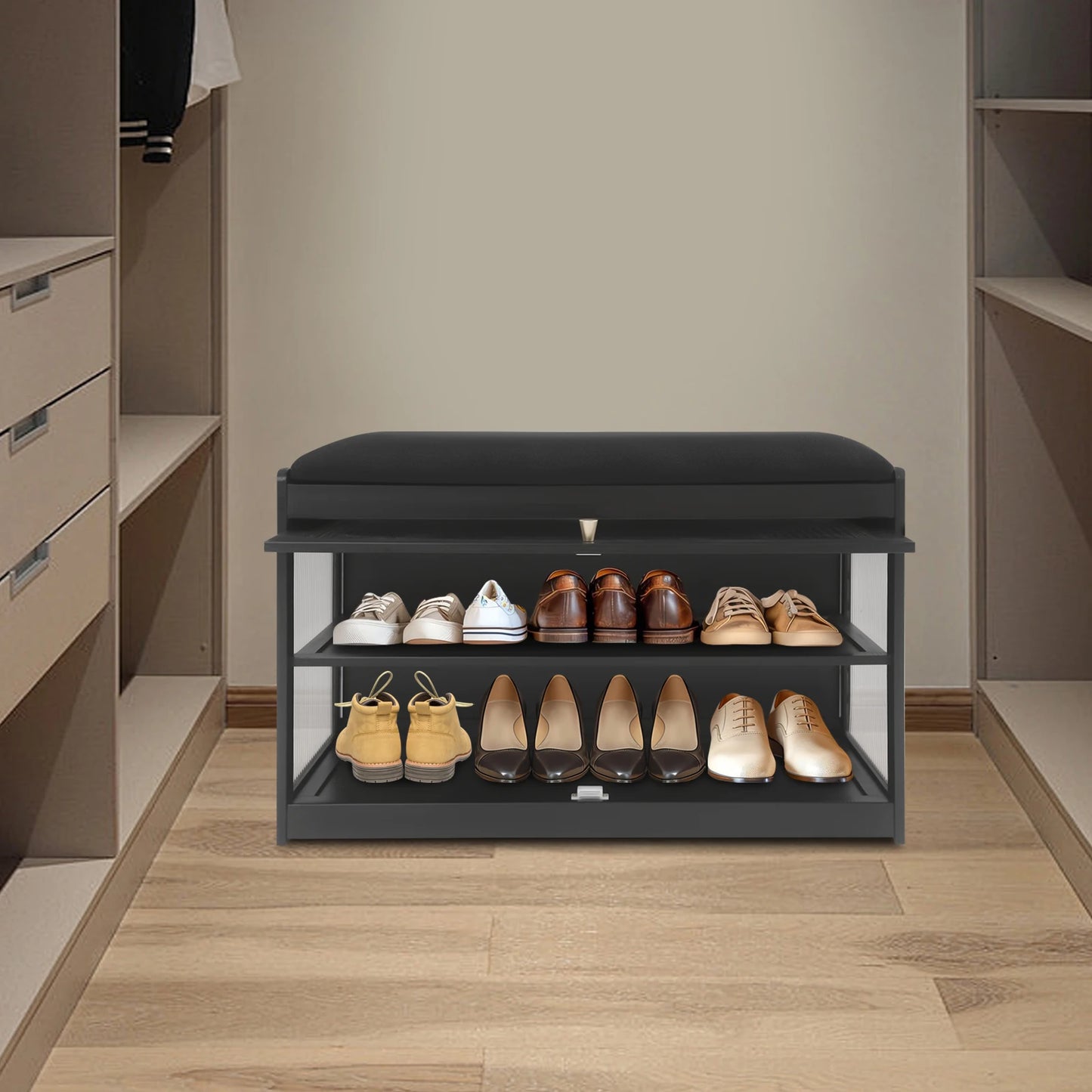 Entryway Shoe Bench Cushioned Modern Hallway Stool Design