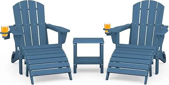 Weather Resistant Adirondack Chair and Ottoman Set