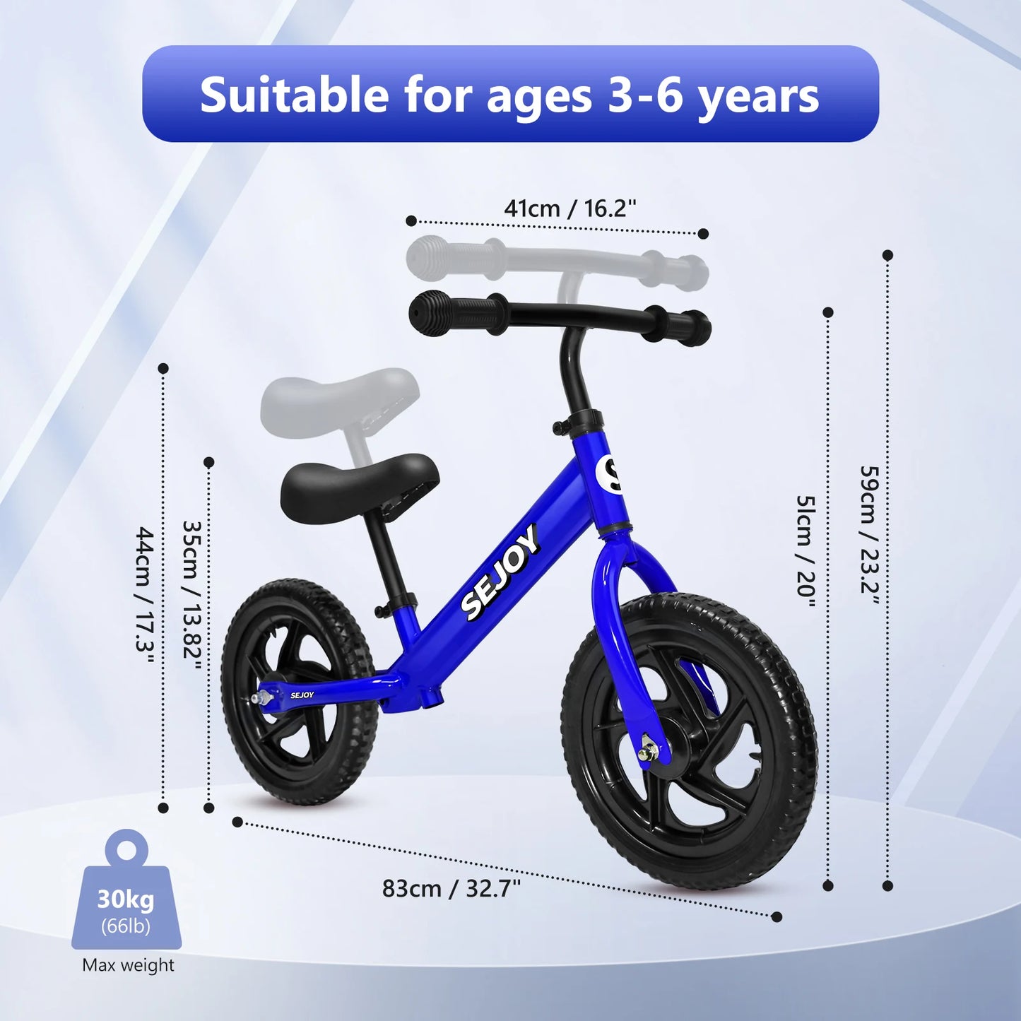 SEJOY Balance Bike for Kids Toddler Adjustable Saddle