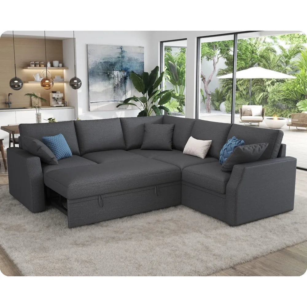 85 Inch Sofa Bed Sectional With Storage Seat Pull Out