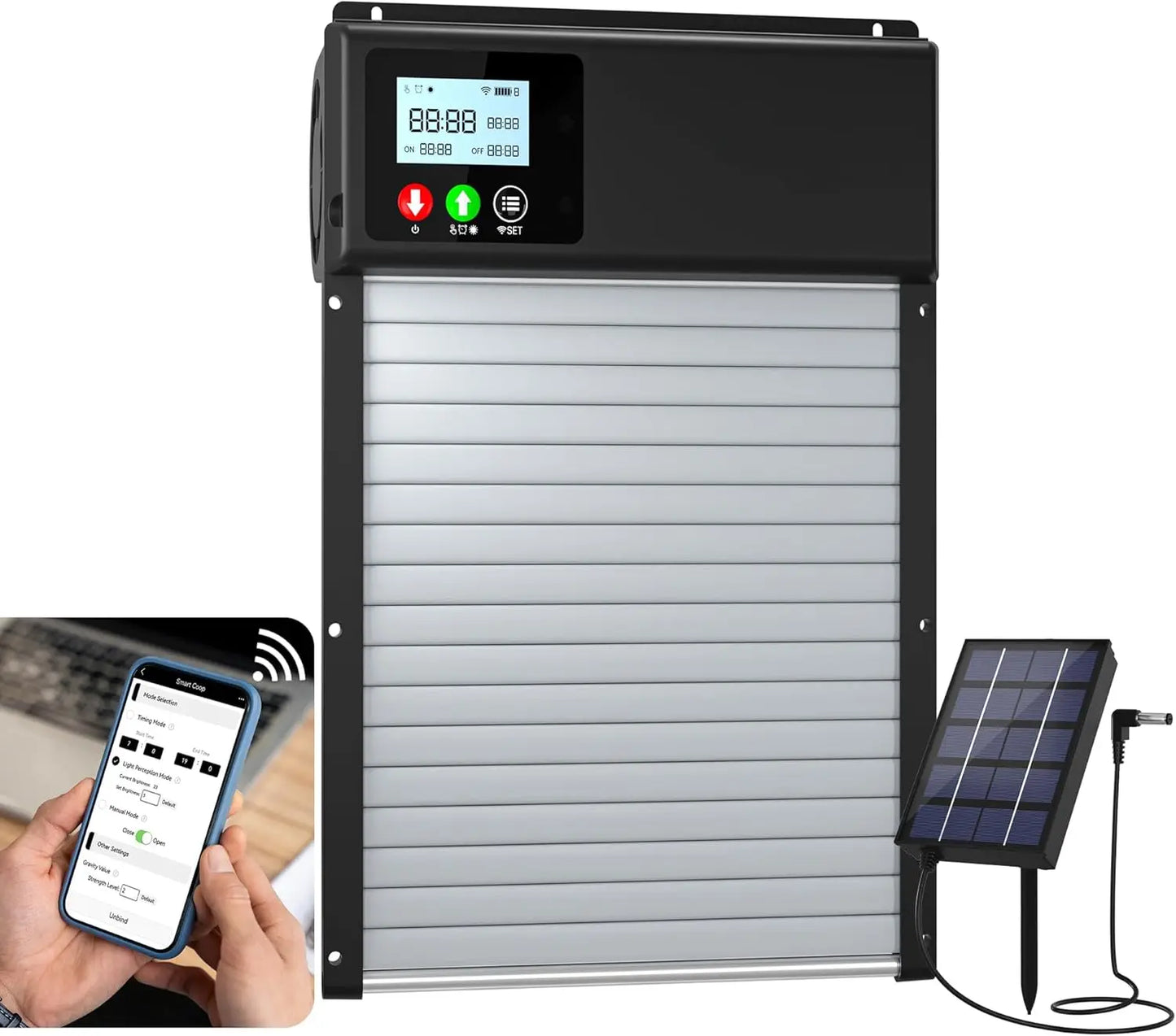 Solar Powered WiFi Chicken Coop Door Opener Light Sensor