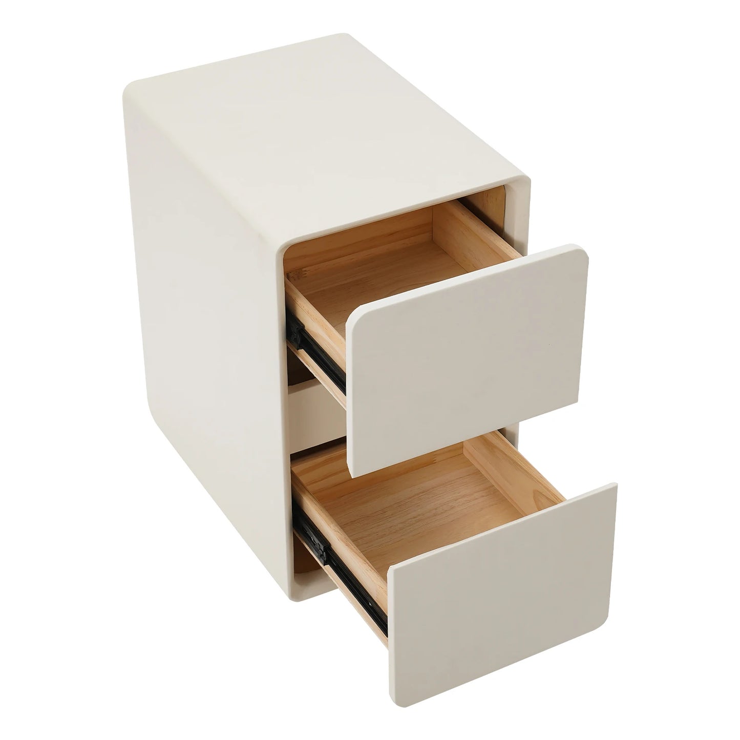 Narrow Nightstand With Two Drawers Modern Bedside Table