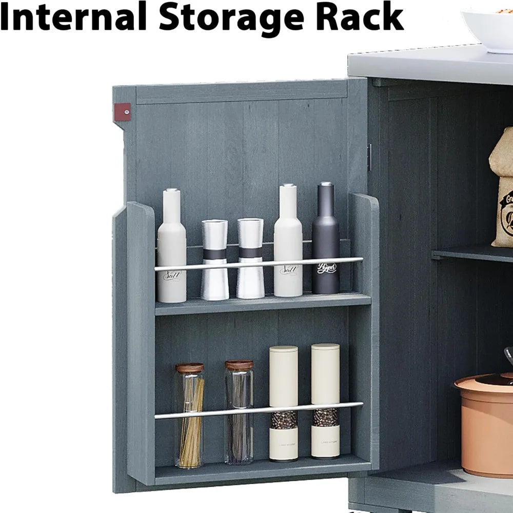 Durable Solid Wood Outdoor Kitchen Island For Big Green Egg