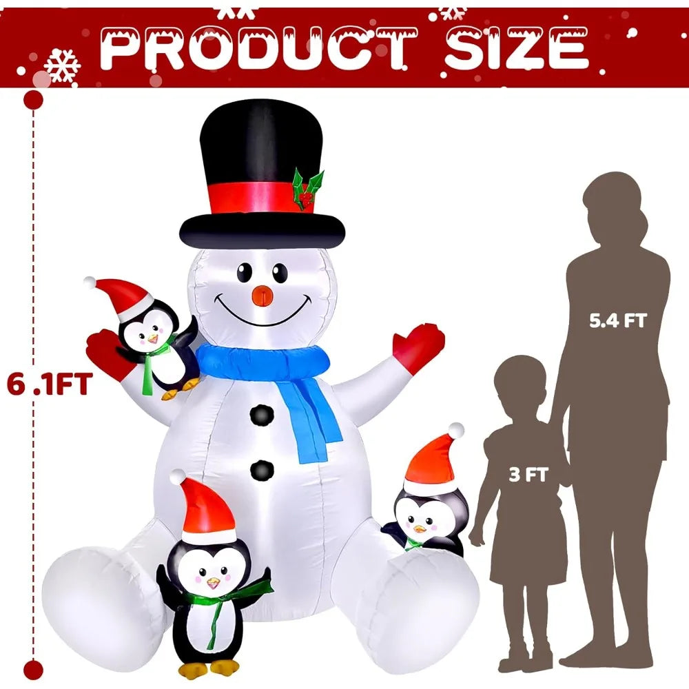 LED Christmas Inflatable Snowman And Penguin Yard Decor