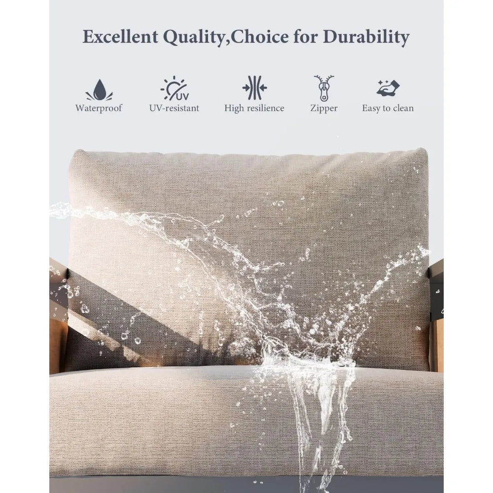 Aluminum Outdoor Patio 2 Piece Armchairs Washable Cushions