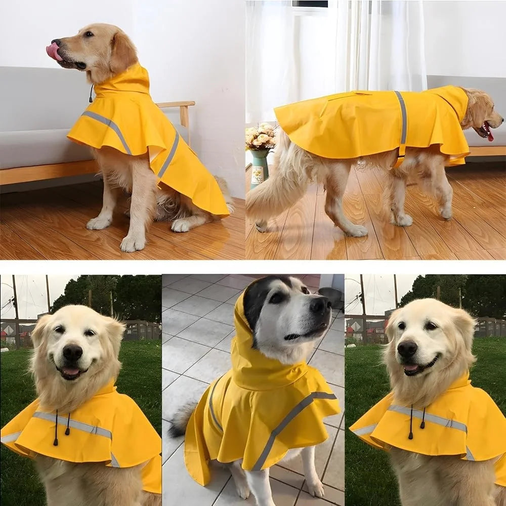 Waterproof Adjustable Dog Raincoat With Reflective Strips