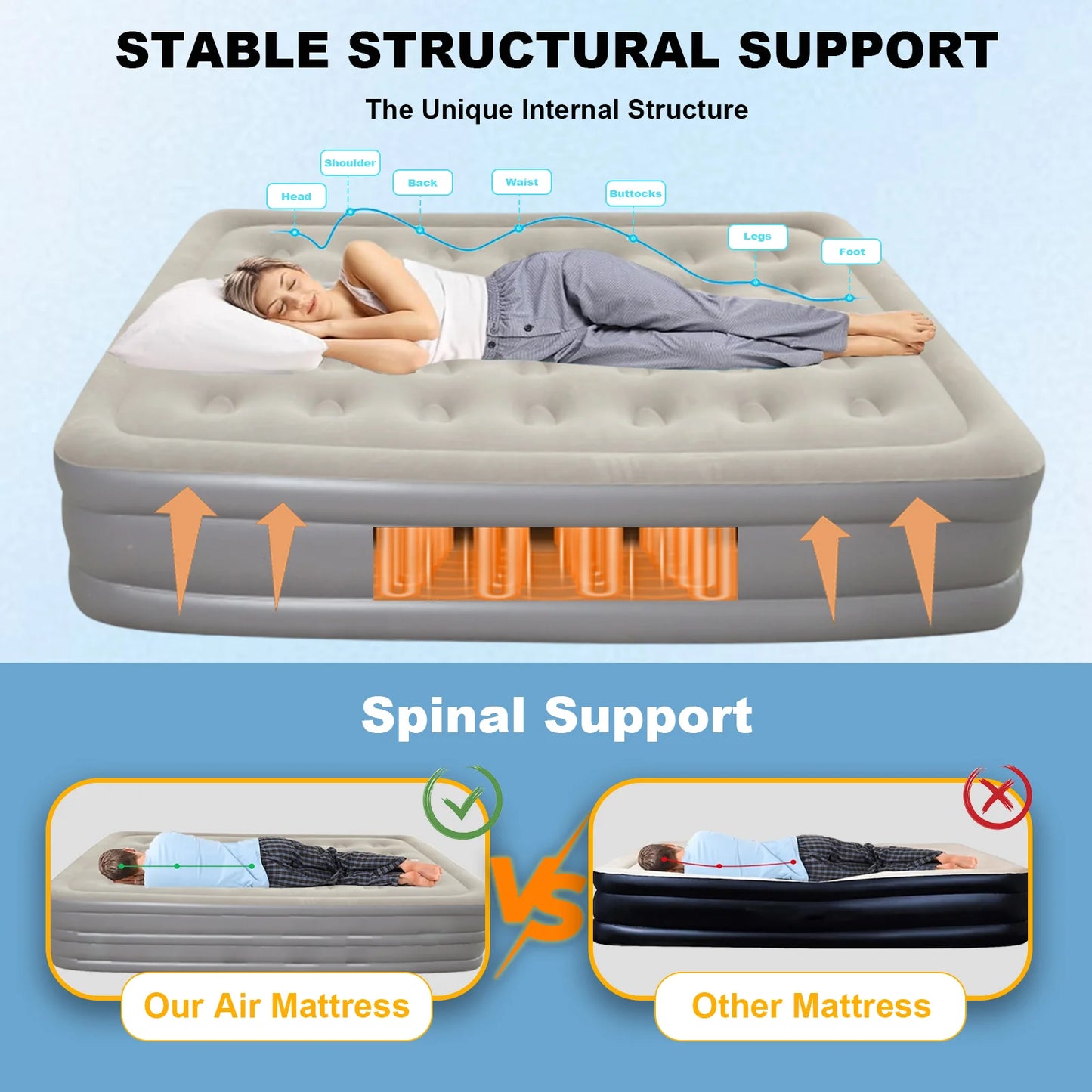 Automatic Inflatable Mattress With Built In Pump Portable Bed