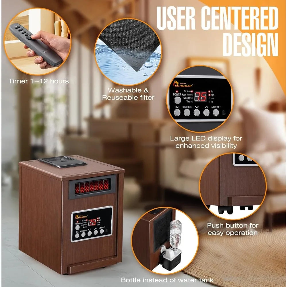 1500W Humidifier With Oscillating Fan And Dual Heating