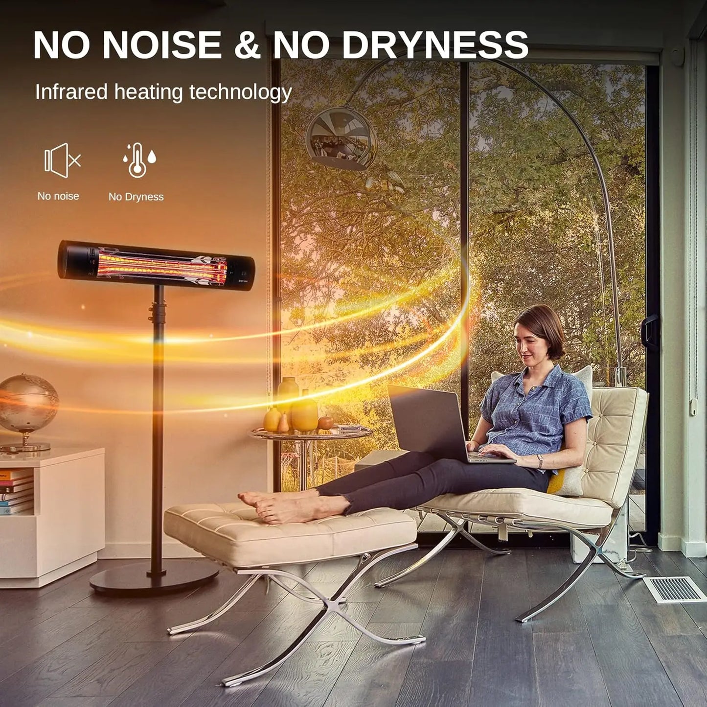 Patio Heater Infrared 1500W IP65 Waterproof Wall Mount Stand