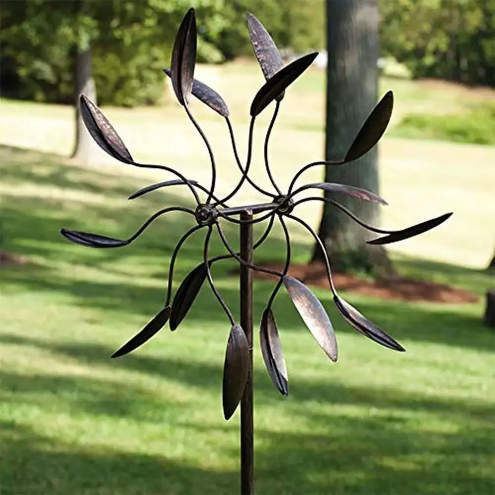 GardenGems 82 Inch Black Metal Wind Spinner for Unique Outdoor Decor