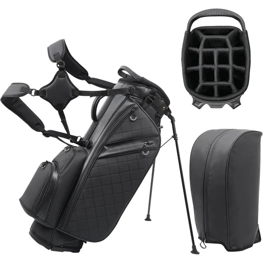Golf Stand Bag With 14 Way Dividers PU Leather Luxury