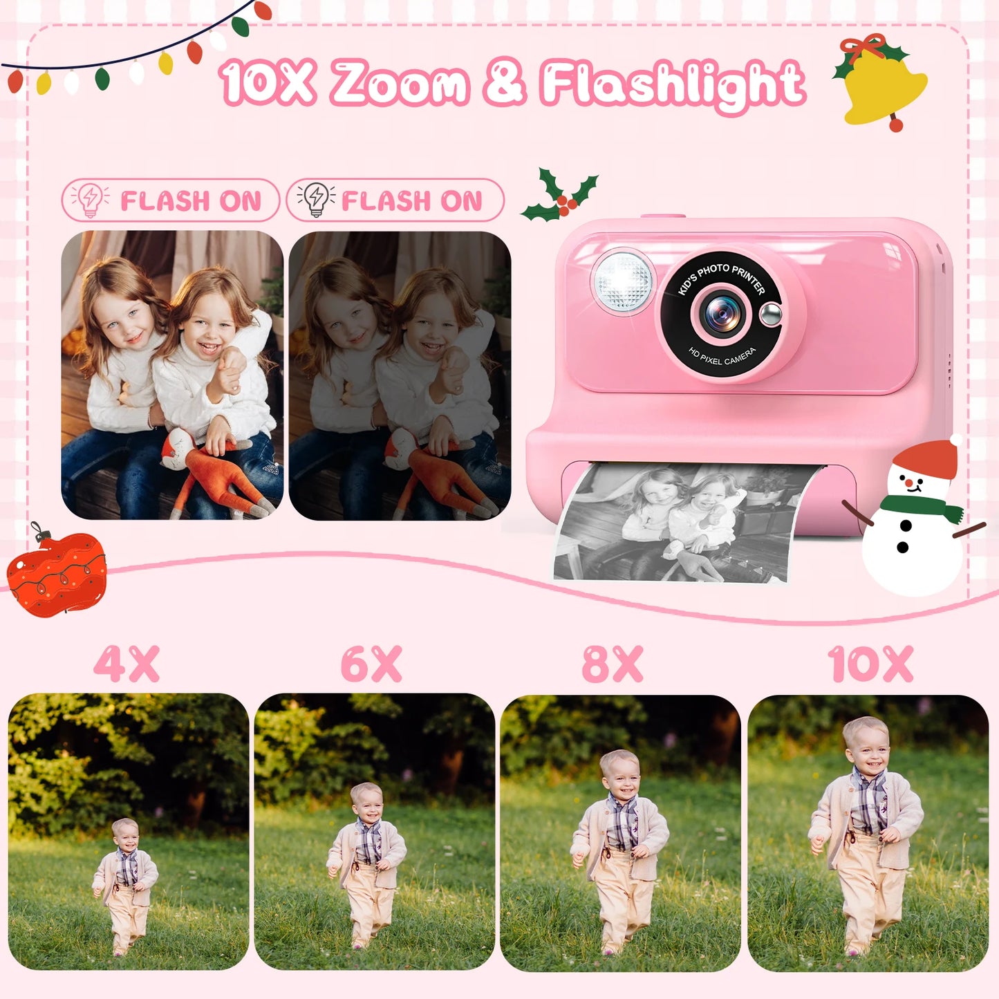 Kids Camera Instant Print Mini 1080P HD Toy For Toddlers