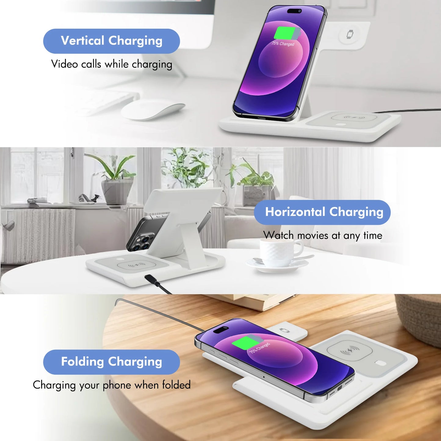 Wireless Charging Station Magnetic 3 In 1 Fast Phone Charger