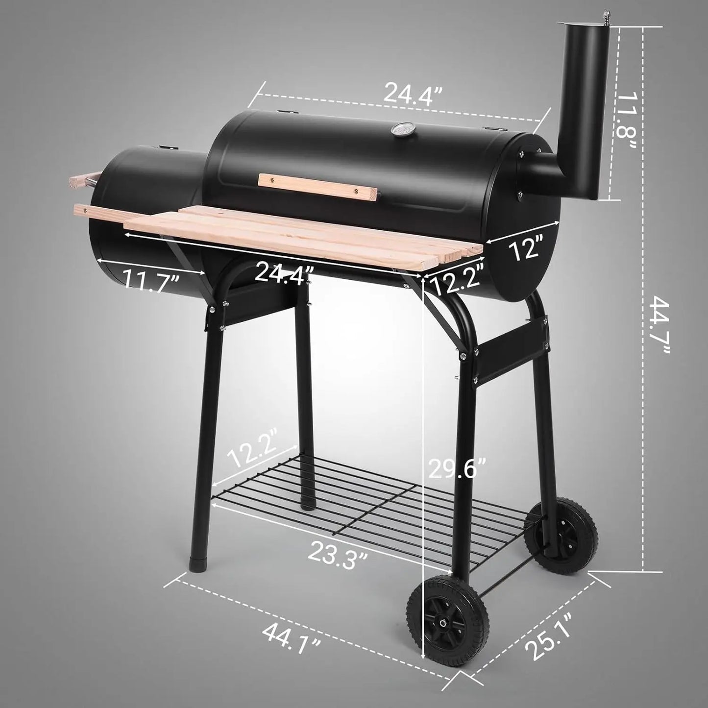 BBQ Charcoal Grill Outdoor Offset Smoker With Wheels